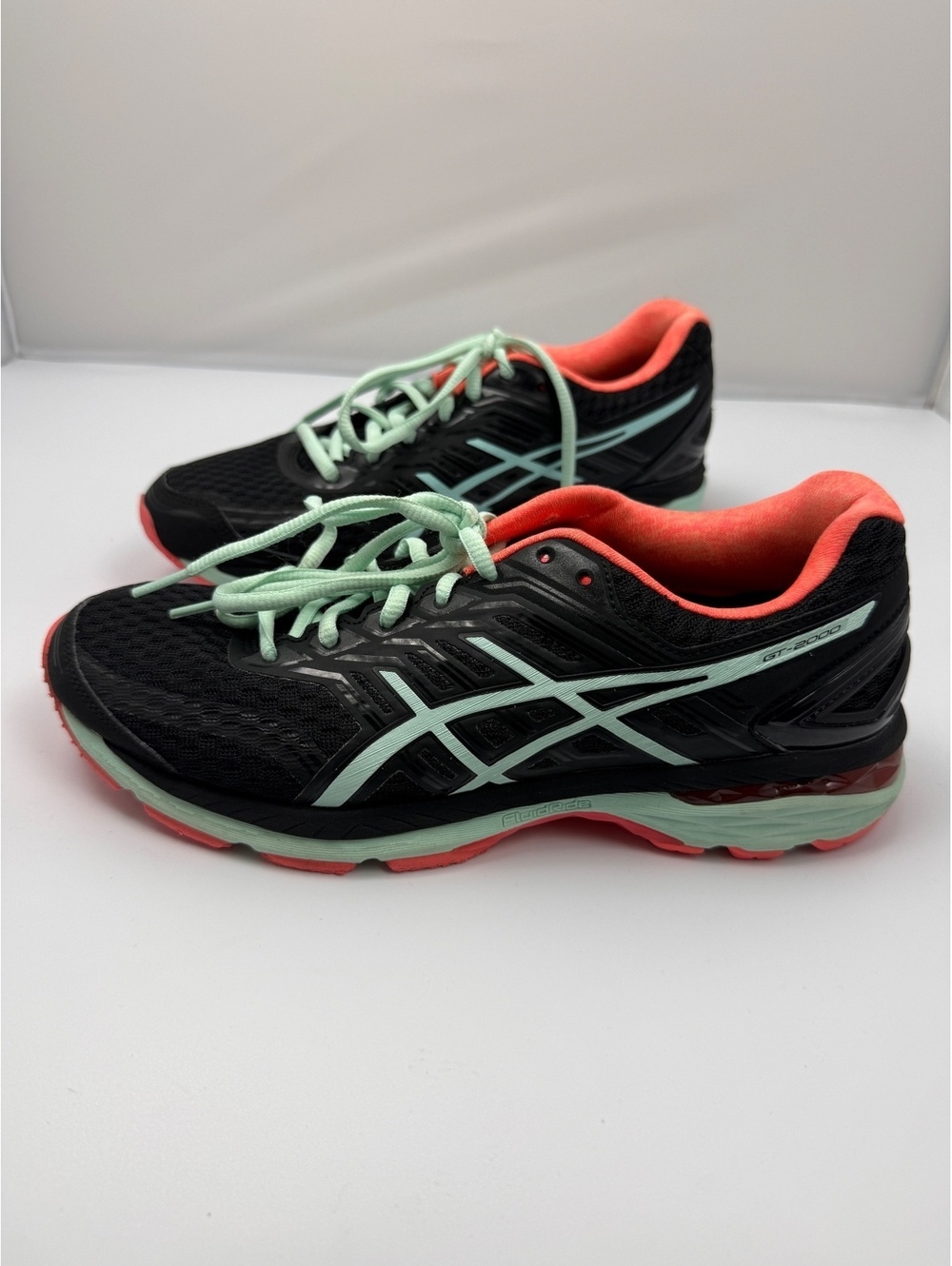 Asics, Gel Venture 5, W9, Black, Aqua Mint, Coral, Trail Running Shoes, T5N8N.